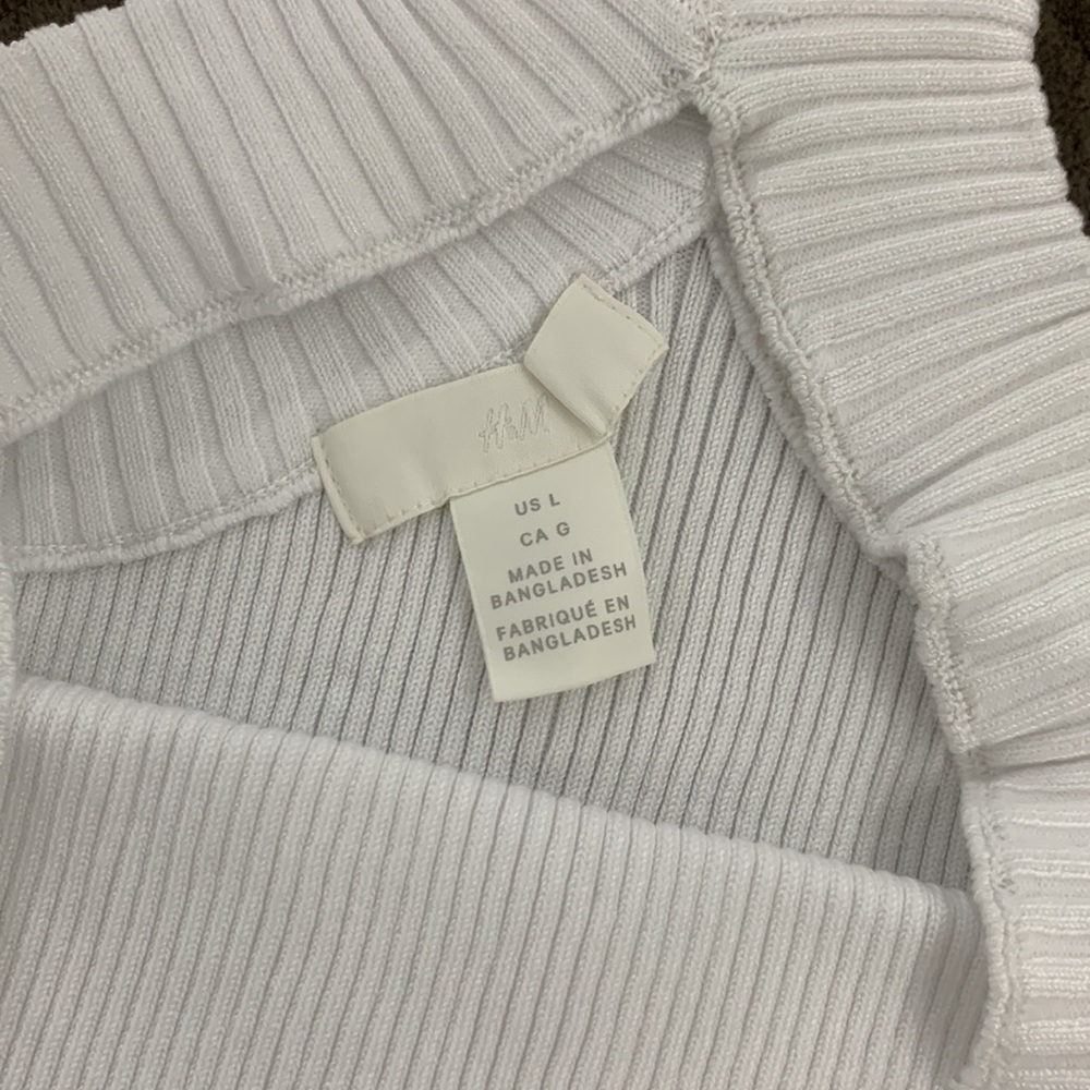 H & M White NWT Rib Knit Top size Large - Picture 12 of 17